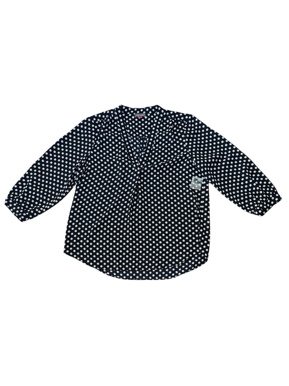 Vince Camuto Navy and White Patterned Blouse